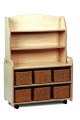 Dressoir Kast Verrijdbaar B90 x D40 x H126 cm Esdoorn met 6 Manden Tangara Groothandel Kinderopvang en kinderdagverblijf inrichting